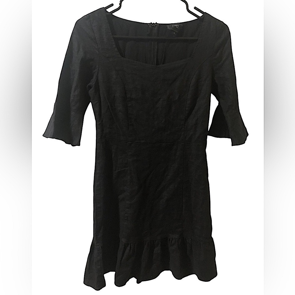 Reset by Jane shift dress ruffle 1/2 sleeve hem mini s